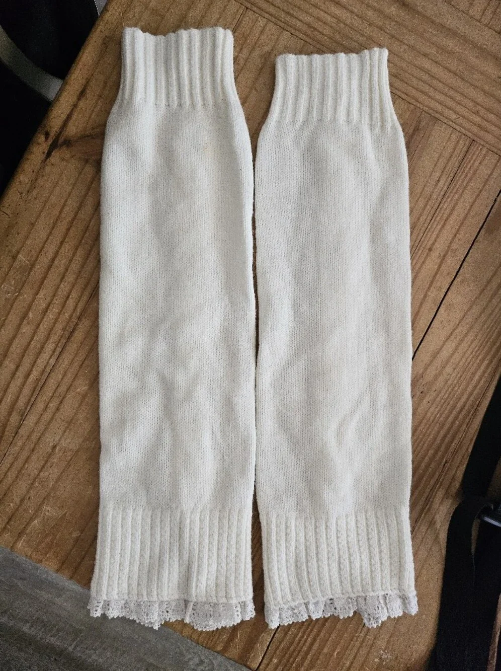 Cream Knit Button Lace Boot Cuffs / Leg Warmers – One Size